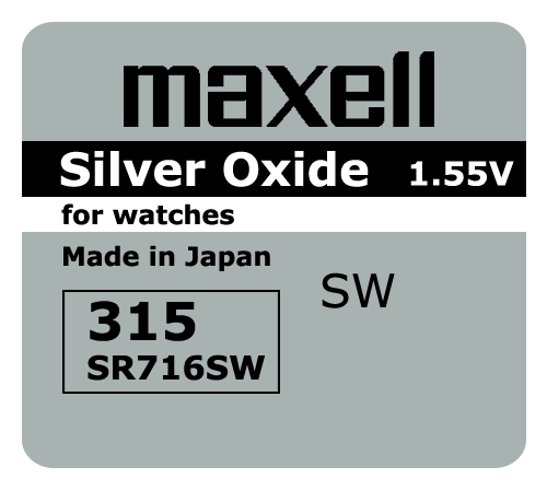 10 x MAXELL Uhrenbatterie Knopfzelle 315 Silver Oxide 1,55 V