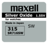 10 x MAXELL Uhrenbatterie Knopfzelle 315 Silver Oxide 1,55 V